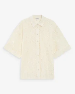 Chemise en dentelle transparente manches 3/4 ecru Vendel