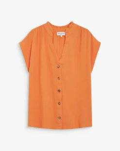 Chemise en gaze de coton manches courtes orange Wesra
