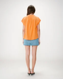 Chemise en gaze de coton manches courtes orange Wesra