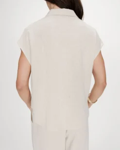 Chemise en lin fluide manches courtes sable Perez