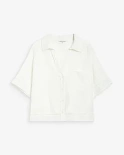 Chemise large manches courtes détails dentelle white Winka