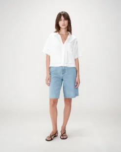 Chemise large manches courtes détails dentelle white Winka