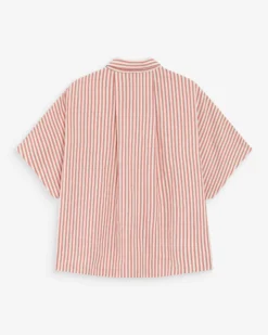 Chemise large à rayures manches courtes corail Vercia