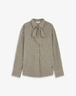 Chemise oversize col cavalier à carreaux sable Ayla
