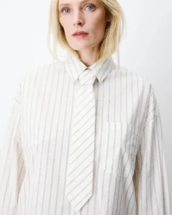 Chemise oversize à cravate amovible ecru Athena