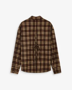 Chemise oversize dos à nouer à carreaux chocolat Arlette