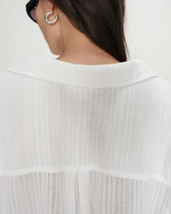 Chemise oversize en coton manches bouffantes ivoire Vibes