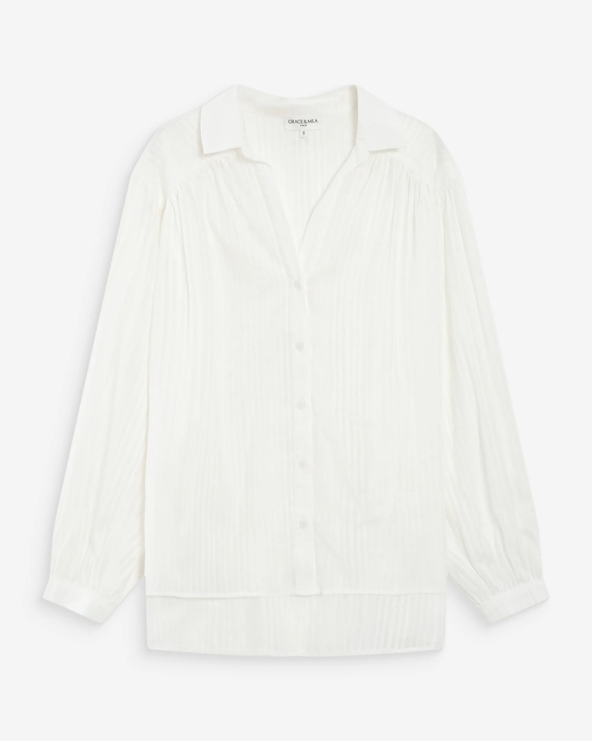 Chemise oversize en coton manches bouffantes ivoire Vibes