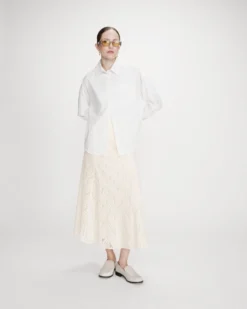 Chemise oversize en coton à nouer dans le dos ivoire Valerie