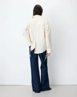 Chemise oversize en coton rayée vanille Armelle