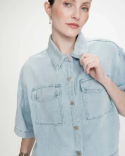 Chemise oversize en denim skyblue Vita