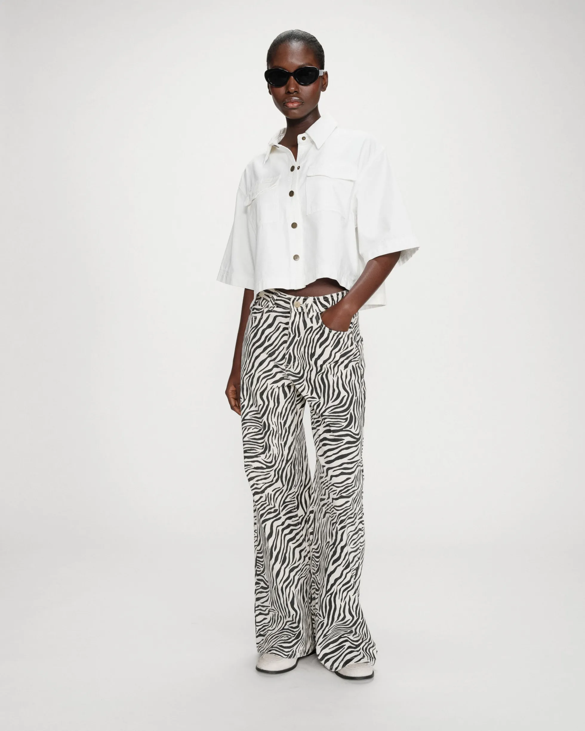 Chemise oversize en denim white Vita