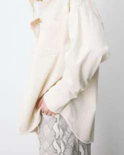 Chemise oversize en velours côtelé ecru Ange