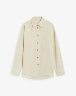 Chemise oversize en velours côtelé ecru Ange