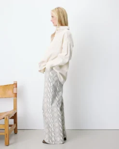 Chemise oversize en velours côtelé ecru Ange