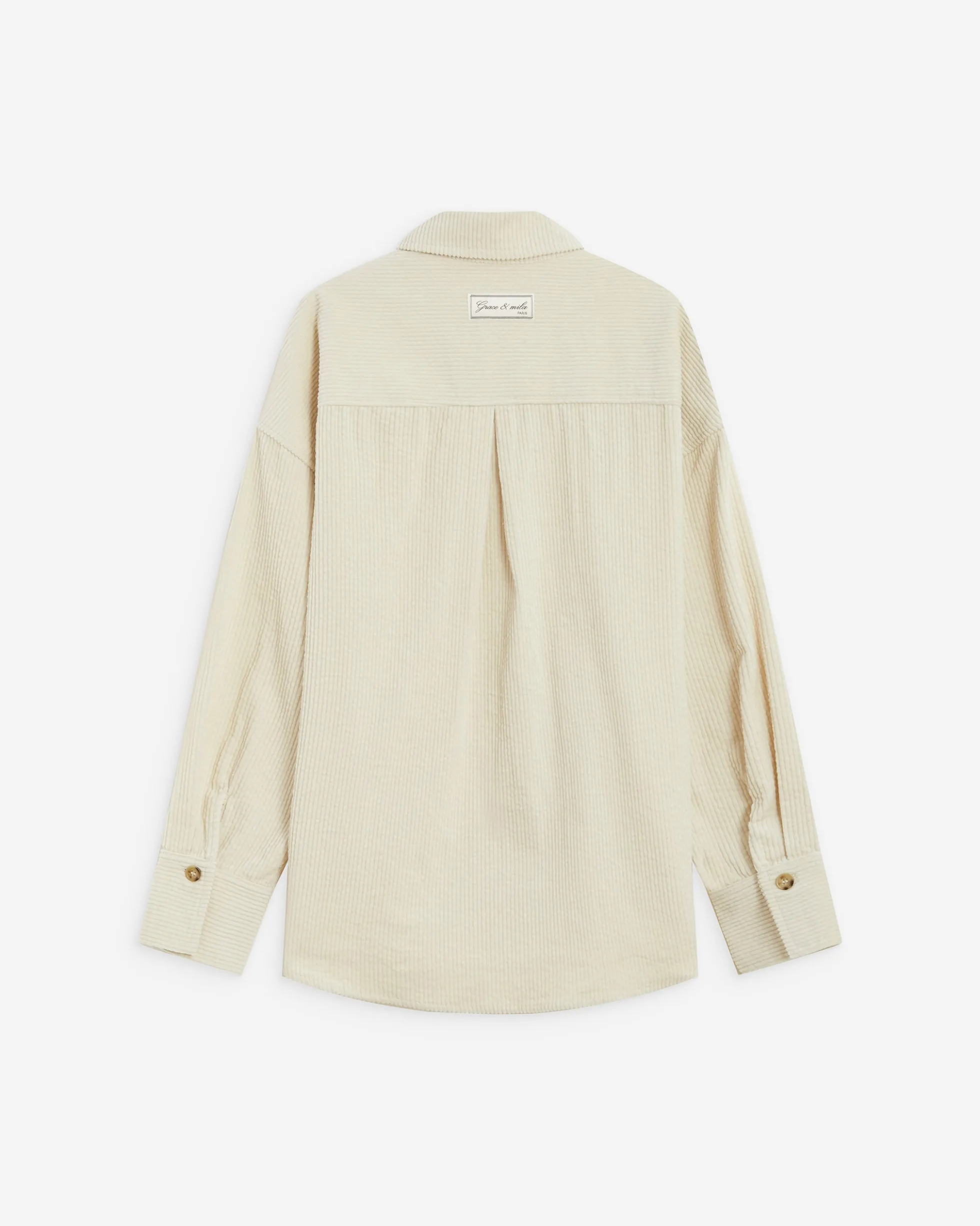 Chemise oversize en velours côtelé ecru Ange