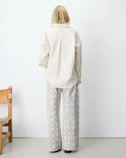 Chemise oversize en velours côtelé ecru Ange