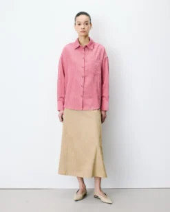 Chemise oversize en velours côtelé blush Ange