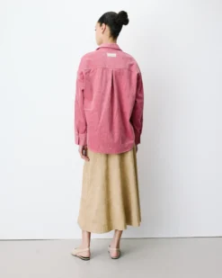 Chemise oversize en velours côtelé blush Ange