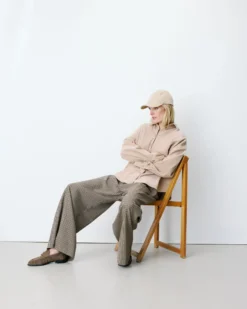 Chemise oversize en velours côtelé beige Ange