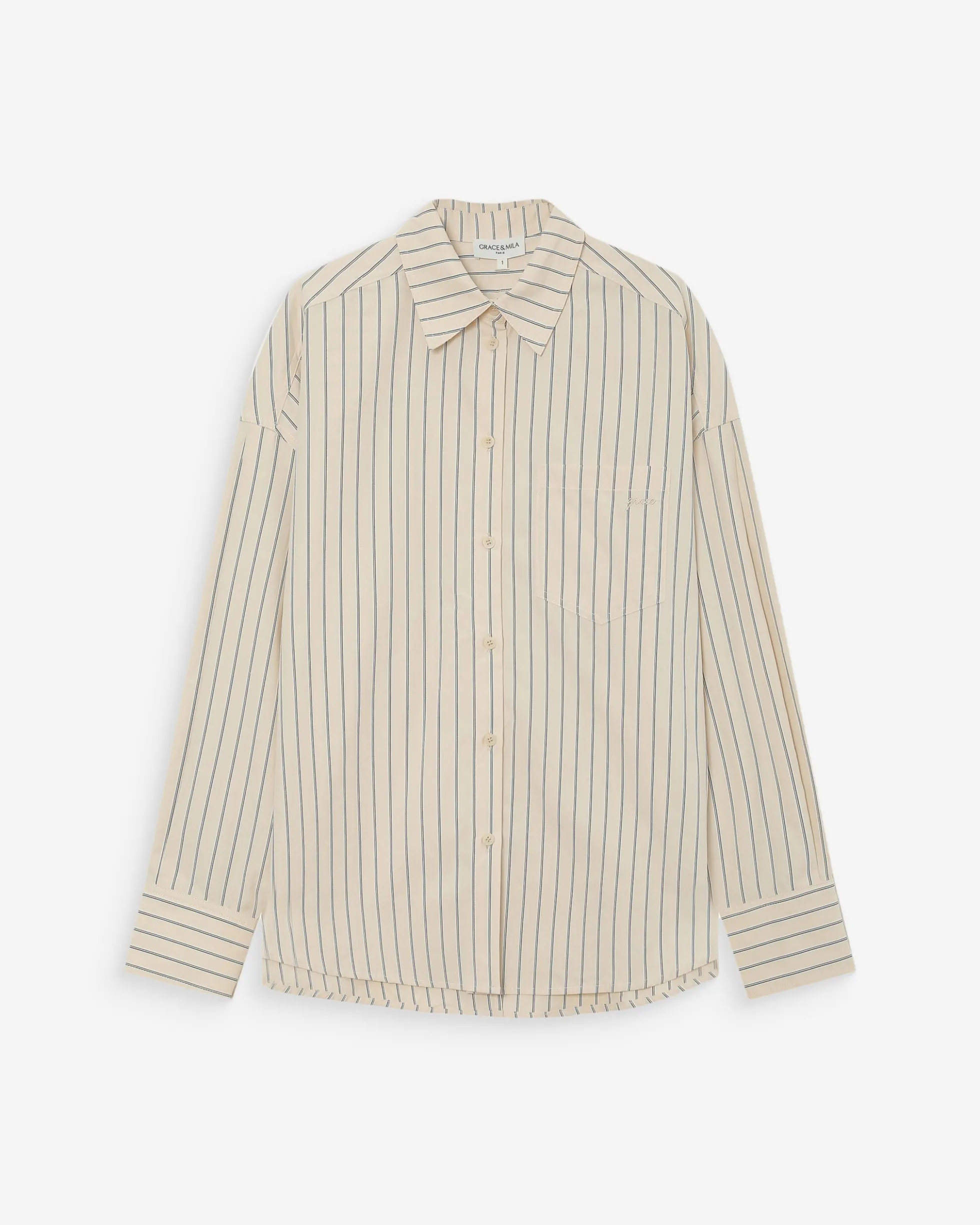 Chemise oversize rayée à nouer dans le dos vanille Valerie