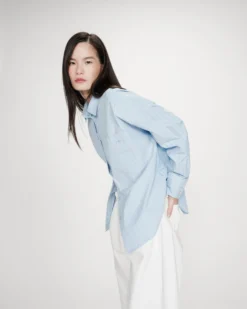 Chemise oversize rayée à nouer dans le dos bleuet Valerie