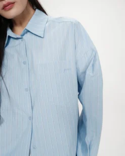 Chemise oversize rayée à nouer dans le dos bleuet Valerie