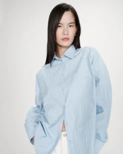 Chemise oversize rayée à nouer dans le dos bleuet Valerie