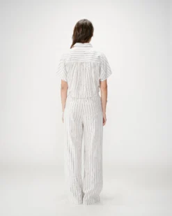 Chemise oversize rayée à nouer sable Wendee