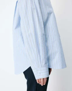 Chemise rayée oversize à cravate amovible ciel Athena