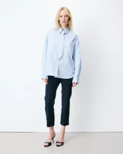 Chemise rayée oversize à cravate amovible ciel Athena