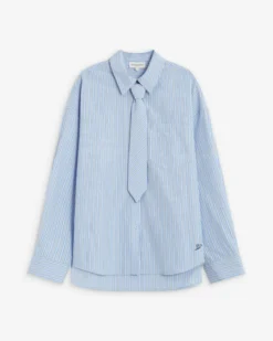 Chemise rayée oversize à cravate amovible ciel Athena