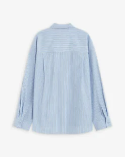 Chemise rayée oversize à cravate amovible ciel Athena
