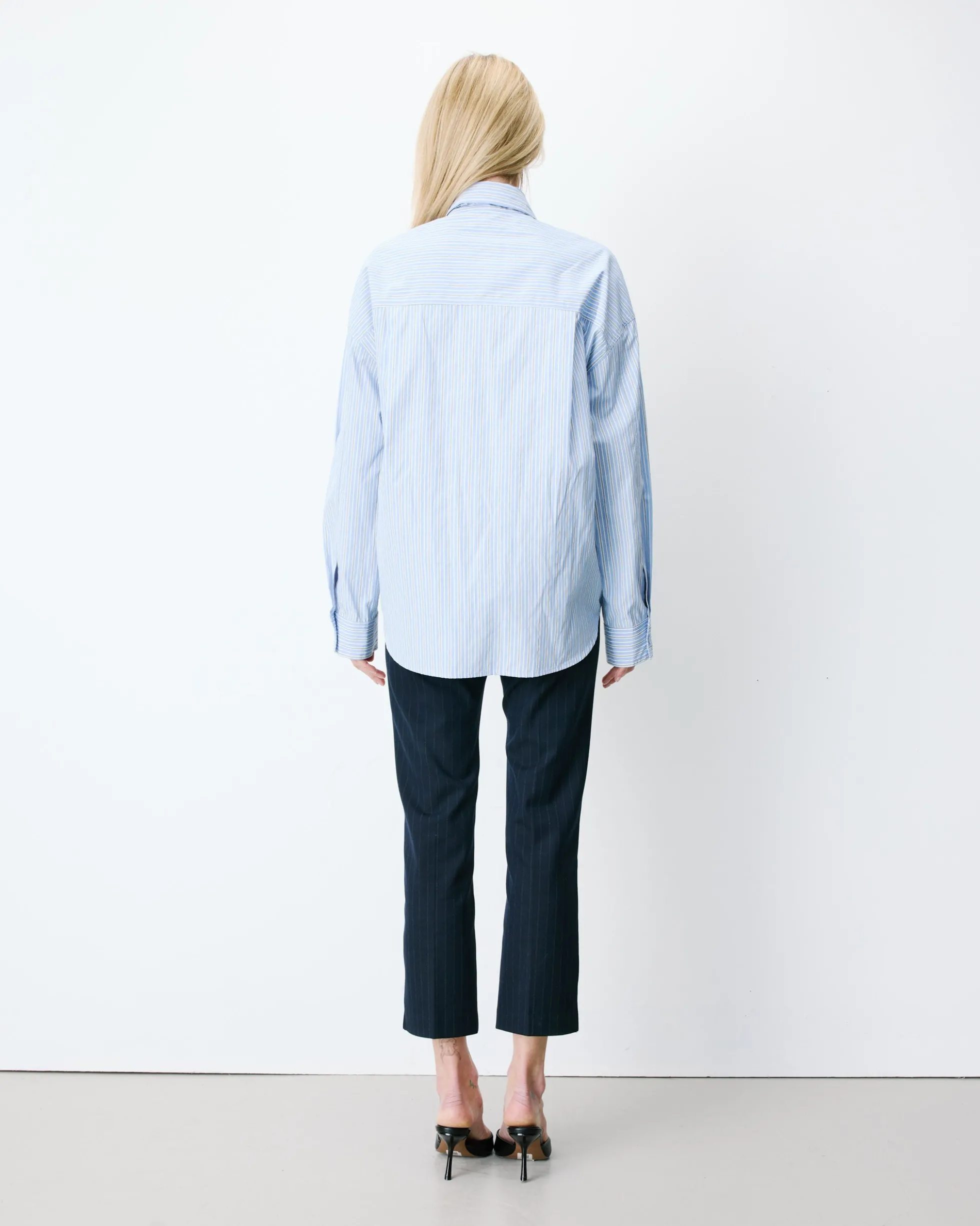 Chemise rayée oversize à cravate amovible ciel Athena