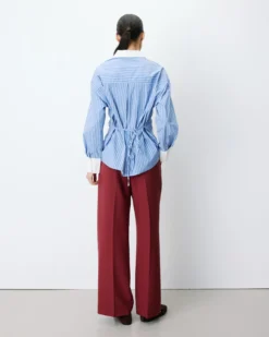 Chemise rayée oversize lien à nouer au dos bleuet Aubrey