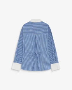 Chemise rayée oversize lien à nouer au dos bleuet Aubrey