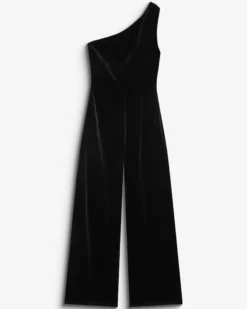 Combinaison ajustée asymétrique en velours noir Brielle