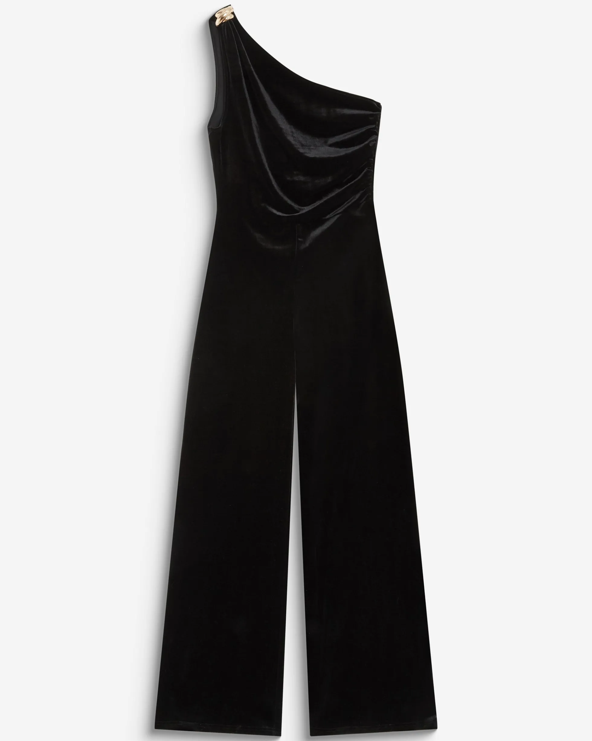 Combinaison ajustée asymétrique en velours noir Brielle