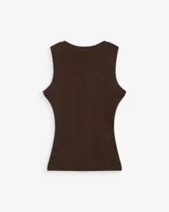 Débardeur ajusté brodé en jersey de coton chocolat Valou