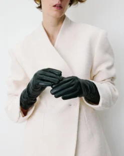 Gants en cuir d’agneau doublés noir Blaine