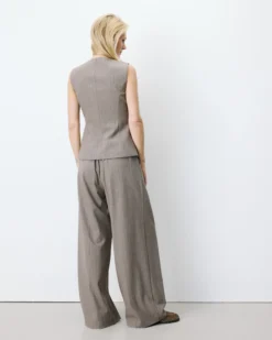 Gilet tailleur rayé col rond boutonné rayure Aristide