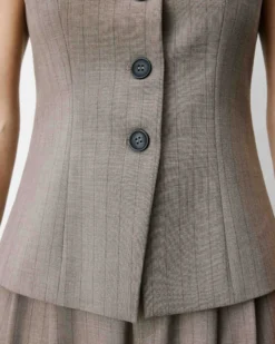 Gilet tailleur rayé col rond boutonné rayure Aristide