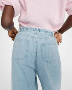 Jean baggy fluide taille mi-haute skyblue Pompon
