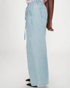 Jean baggy fluide taille mi-haute skyblue Pompon