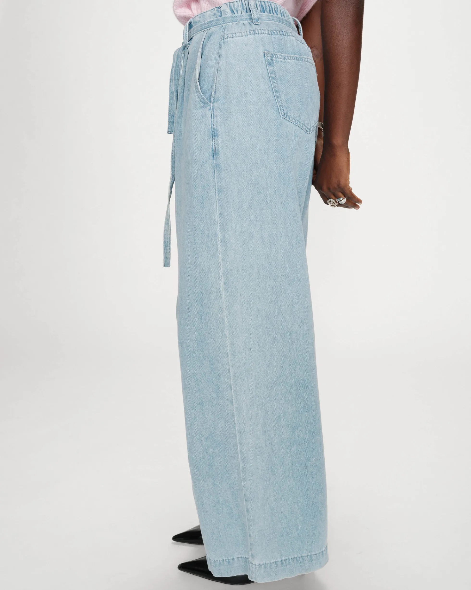 Jean baggy fluide taille mi-haute skyblue Pompon
