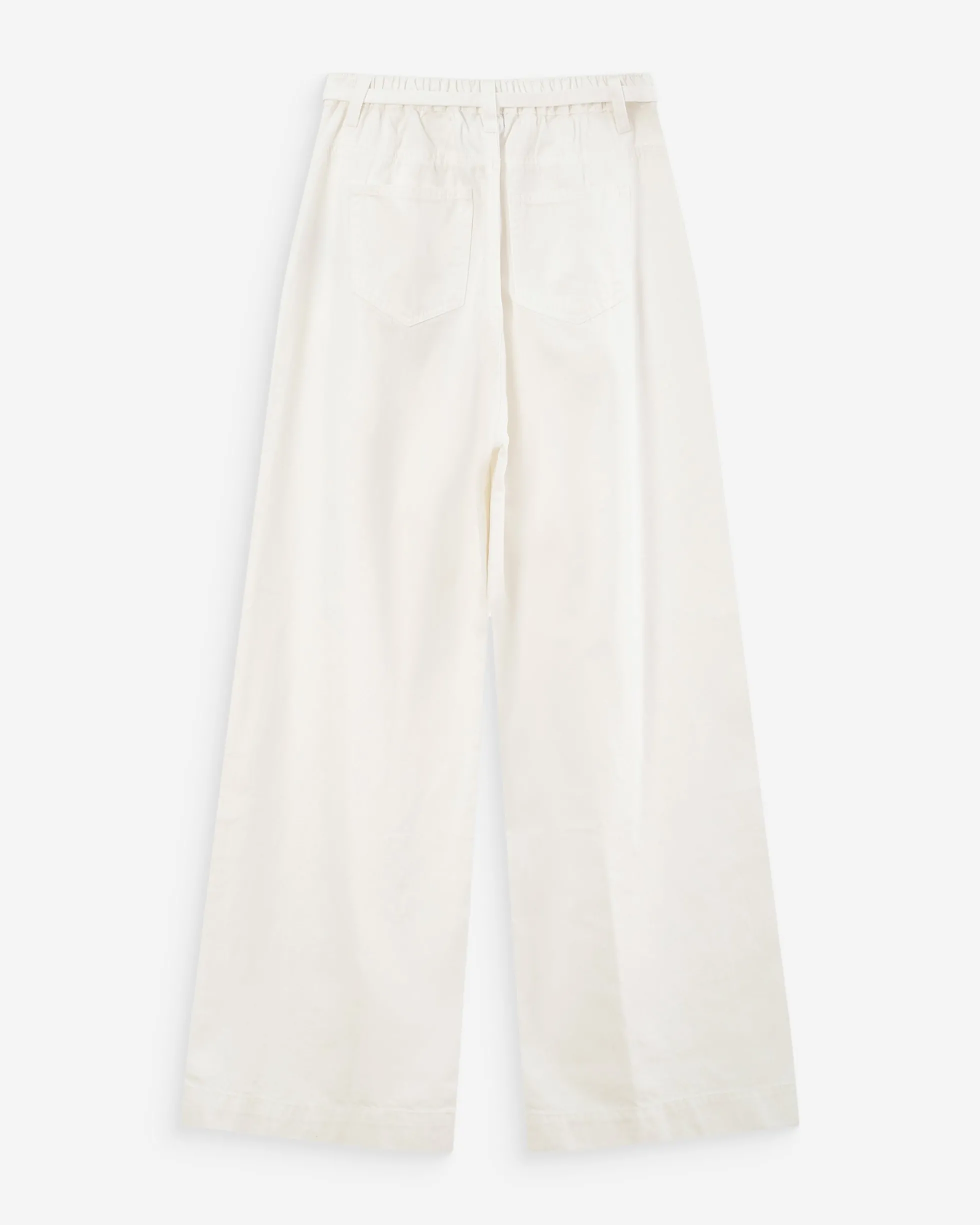 Jean baggy fluide taille mi-haute white Pompon