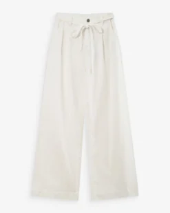 Jean baggy fluide taille mi-haute white Pompon
