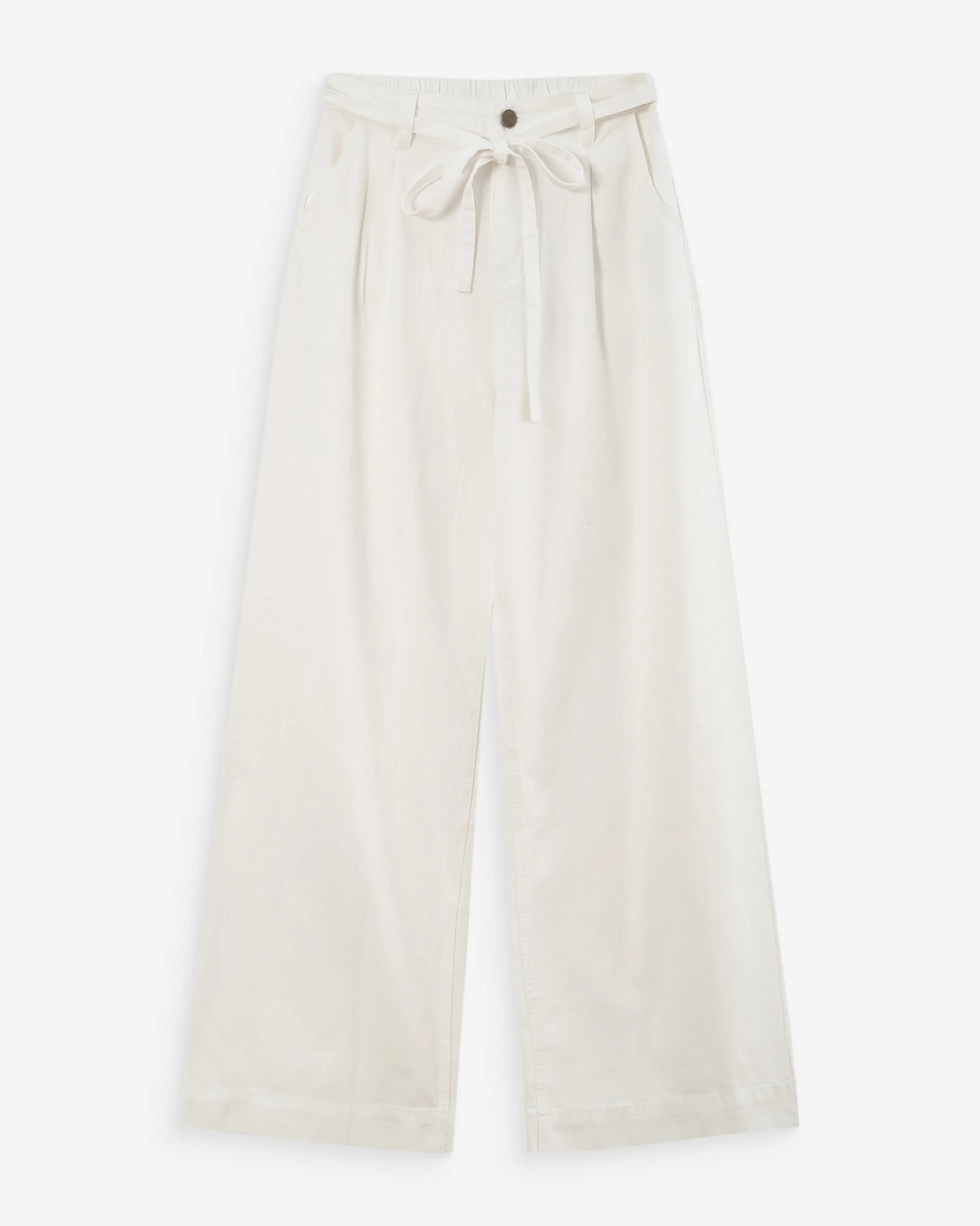 Jean baggy fluide taille mi-haute white Pompon