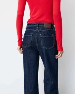 Jean droit taille haute poches plaquées darkblue Jacob