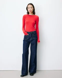 Jean droit taille haute poches plaquées darkblue Jacob